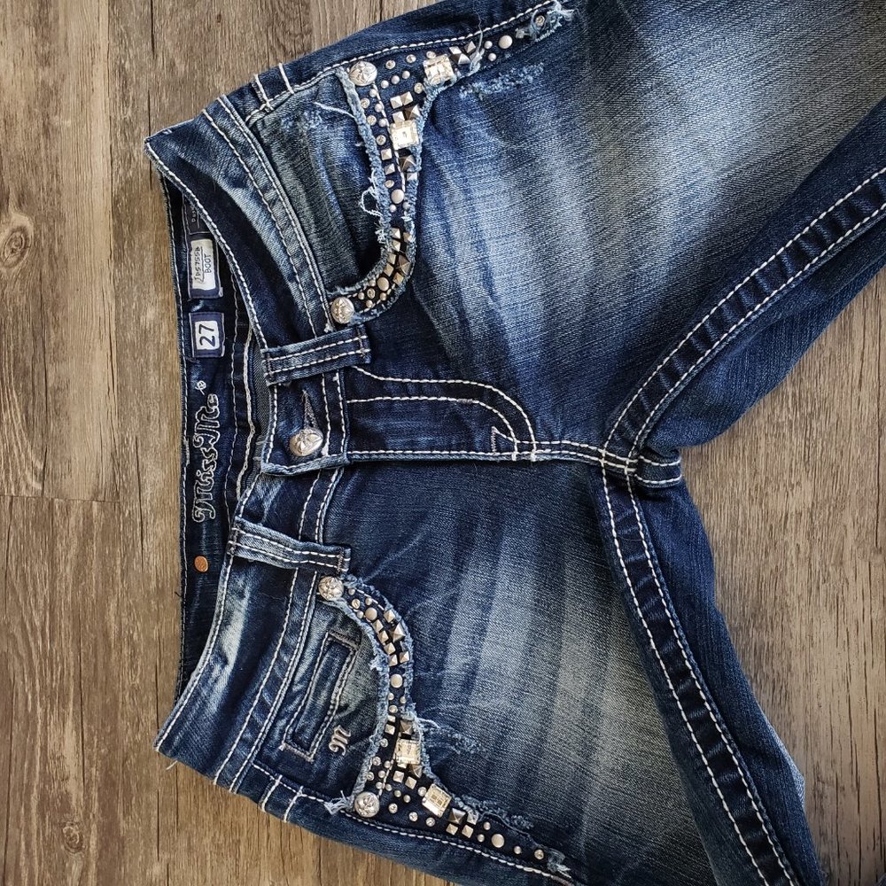 Miss Me | Square Rhinestone Bootcut Jeans - Picture 4 of 7